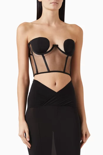 بلوزة قصيرة بتصميم مشد مزيج فيسكوز