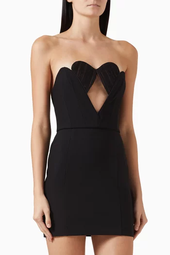 فستان قصير بقوالب صدر على شكل قلب مزيج فيسكوز