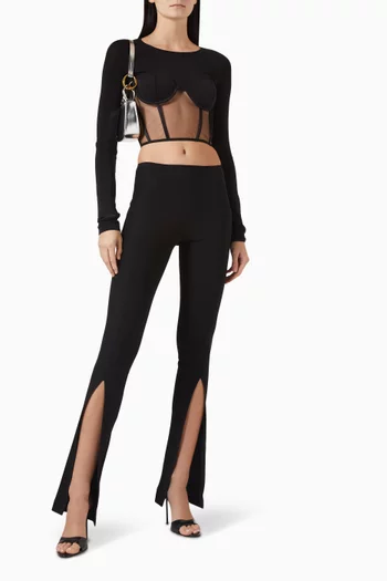 بلوزة قصيرة بتصميم مشد مزيج فيسكوز