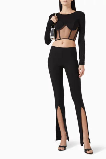 بنطال بفتحات في الأمام مزيج فيسكوز