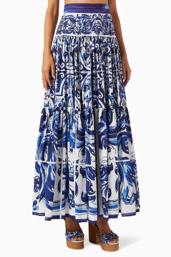 Majolica-print Skirt in Poplin