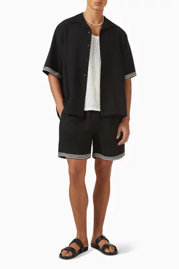 Rope Embroidery Shorts in Linen-blend