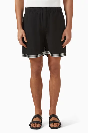 Rope Embroidery Shorts in Linen-blend
