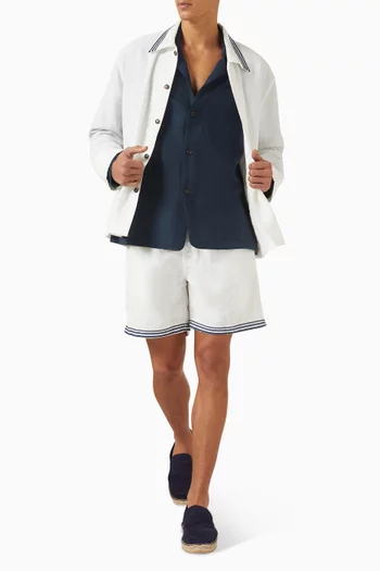 Stand Collar Shirt in Hemp-blend