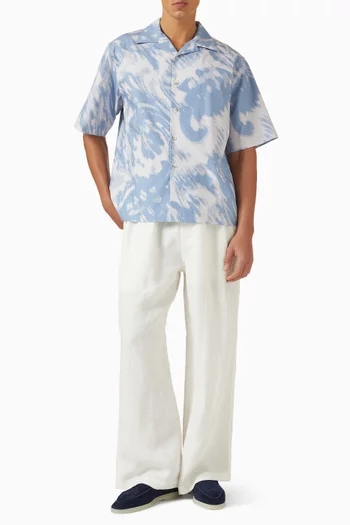 قميص بياقة بطية ونقشة بيزلي قطن فوال