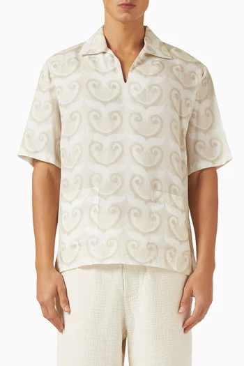 Painted Shell Nautical Shirt in Silk & Cotton