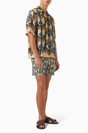 Geometric Print Shirt in Silk & Cotton