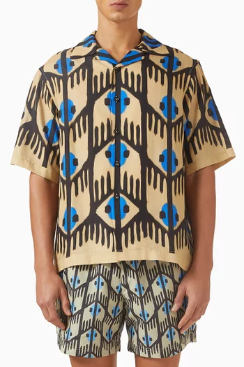 Geometric Print Shirt in Silk & Cotton