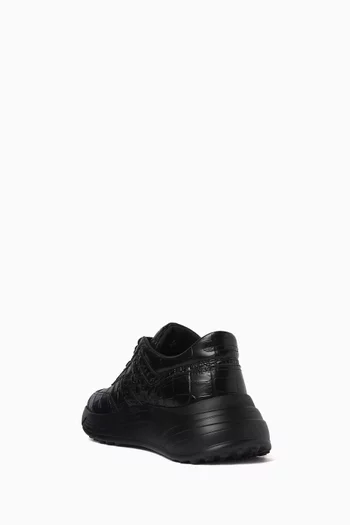 Hi-Fi Sneakers in Croc-embossed Leather