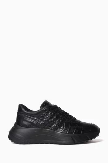 Hi-Fi Sneakers in Croc-embossed Leather