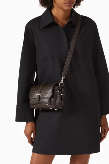 Small Flap Bag in Croc-embossed Leather