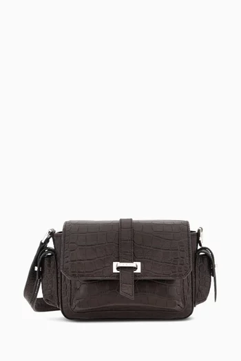 Small Flap Bag in Croc-embossed Leather
