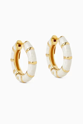 Bambou Hoop Earrings in Enamel & Gold-plated Metal