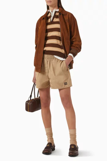 Striped Knit Polo Shirt in Cotton
