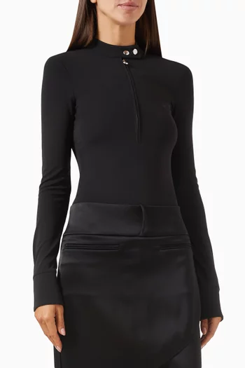 Biker Zip Bodysuit in Crepe Jersey