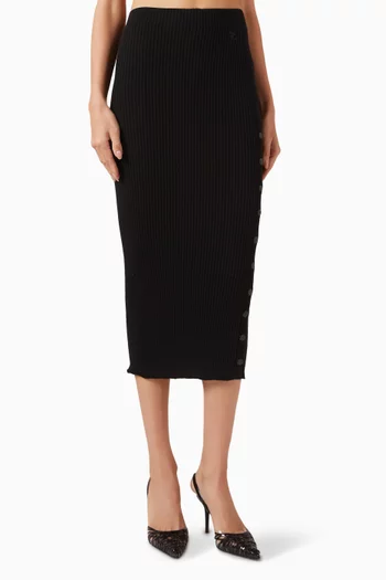 Logo Ribbed Midi Skirt
