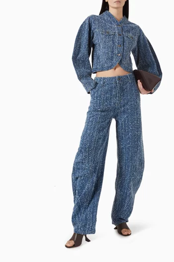 جاكيت بأكمام مستديرة دينم