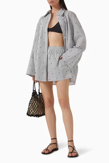 Striped Monogram Shorts in Organic Cotton Poplin