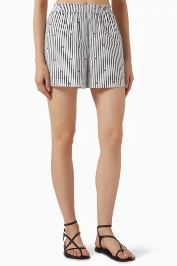Striped Monogram Shorts in Organic Cotton Poplin