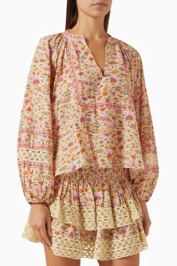 Soraya Smock Blouse in Cotton Blend