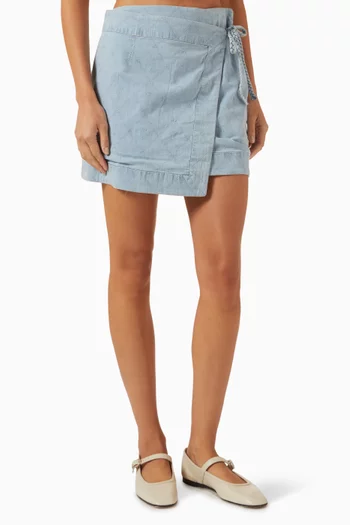 Dylan Wrap Mini Skirt in Denim
