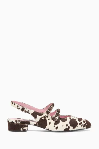 Peche 40 Slingback Ballet Flats in Cow-print Leather