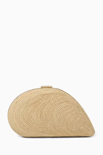 Bridget Oyster Shell Clutch in Raffia