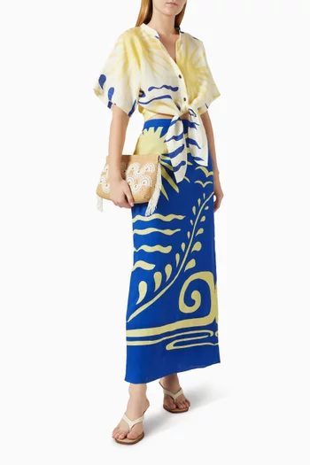 تنورة ماجدة بخصر مرتفع كتان