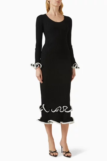 فستان سولاني متوسط الطول مزيج فيسكوز