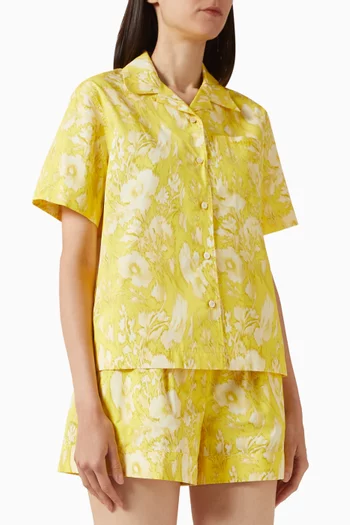 Warped Floral Hawaiian Shirt in Cotton