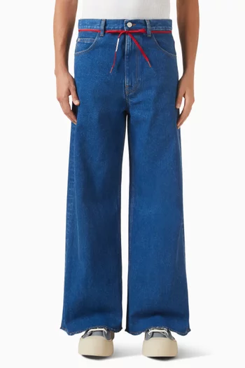 بنطال جينز بحزام دينم