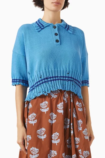 Polo Cropped T-shirt in Knit