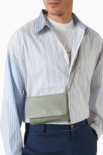 Mending Embroidery Shoulder Bag in Leather