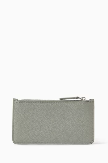 حافظة بطاقات بشعار الماركة محاك يدويًا جلد