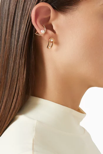 Treehopper Pearl Single Ear Cuff in 10kt Gold