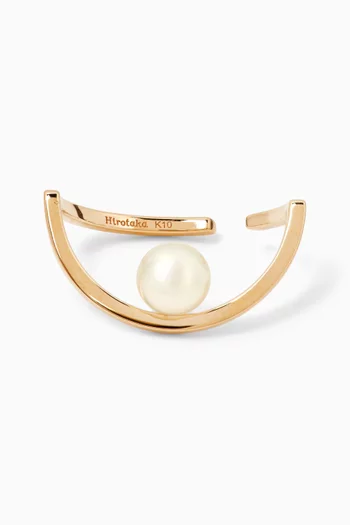 Treehopper Pearl Single Ear Cuff in 10kt Gold
