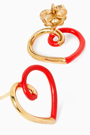 Heart Enamel Stud Earrings in 9kt Yellow Gold