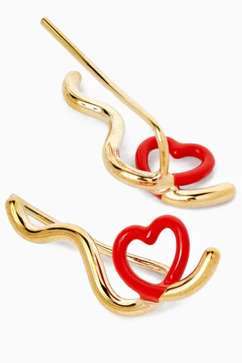 Heart Enamel Earrings in 9kt Yellow Gold