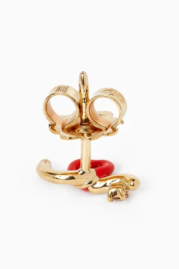 Heart Enamel Diamond Single Earring in 9kt Yellow Gold