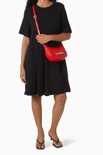 حقيبة كتف صغيرة جلد صناعي مبطّن