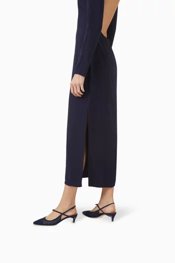 Edoardo 45 Slingback Pumps in Mesh & Suede Leather