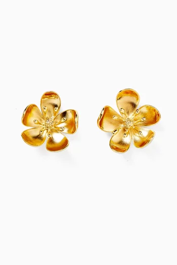 Cherry Blossom Earrings in Gold-tone Brass