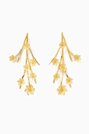 Cherry Blossoms Drop Earrings in Gold-tone Brass