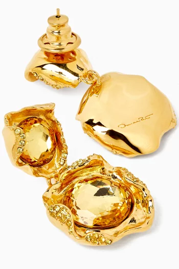 Crystal Nest Drop Earrings in Gold-tone Brass