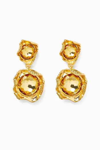 Crystal Nest Drop Earrings in Gold-tone Brass