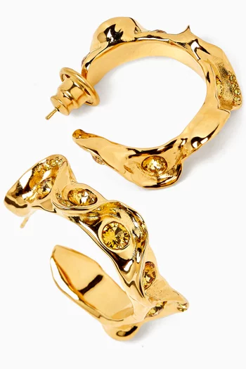 Crystal Nest Hoops in Gold-tone Brass