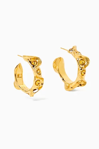 Crystal Nest Hoops in Gold-tone Brass