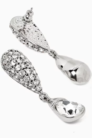 Crystal Drop Earrings in Silver-tone Brass