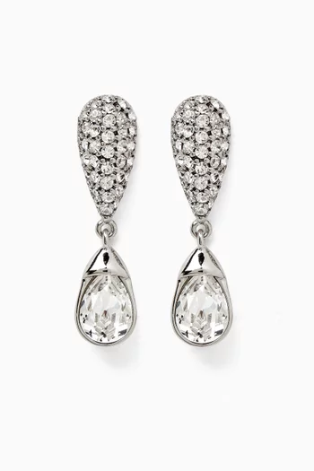 Crystal Drop Earrings in Silver-tone Brass