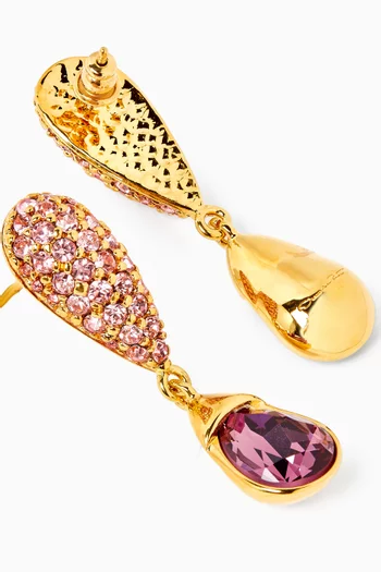 Crystal Drop Earrings in Gold-tone Brass